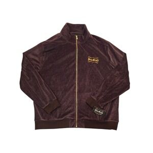Dogg Supply by Snoop Dogg Velour Track Jacket Mens 3XL Brown NWT Full Zip